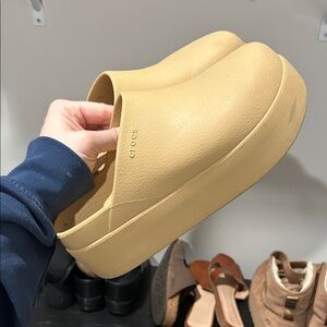 CROCS Tan Platform Clogs